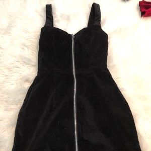 Black velvet zip up dress